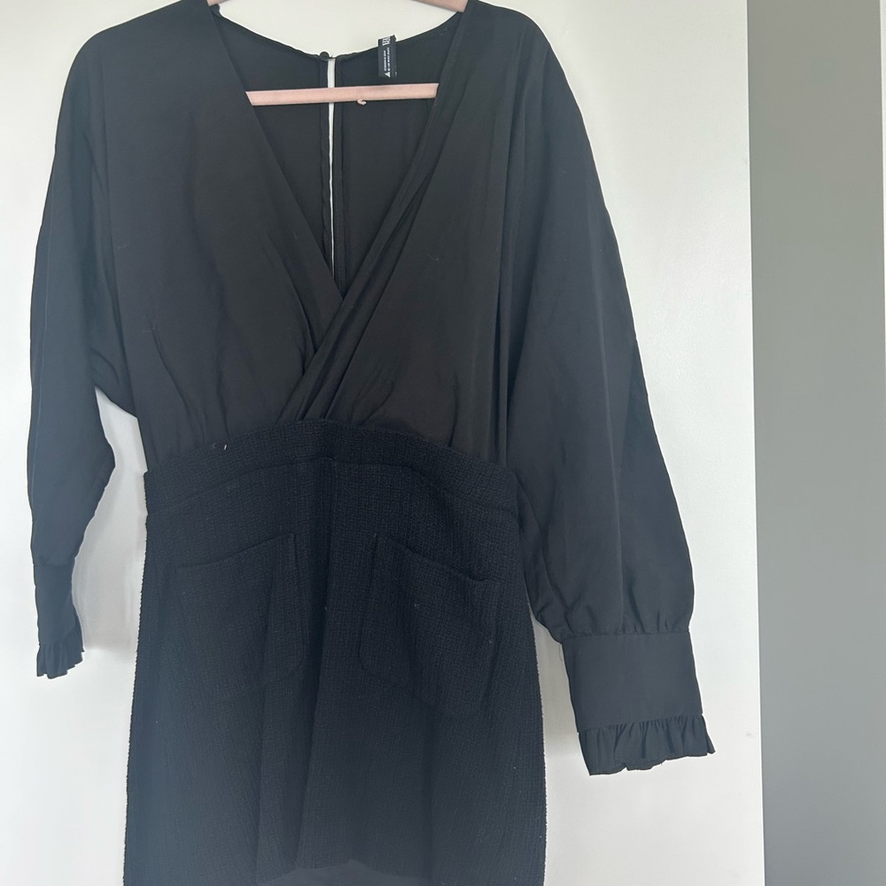 Zara Black shirt Dress combo with Bishop Sleeves